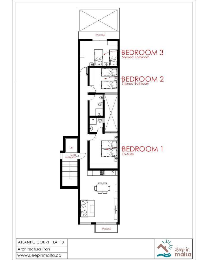 F10 Room 1, Private Double Room With Private Bathroom In Shared Flat Msida Exteriér fotografie